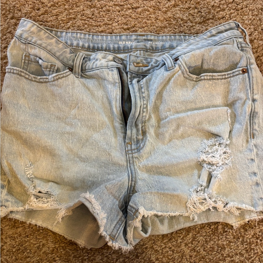 American Eagle Outfitters Blue Distressed Jean Shorts